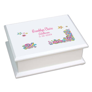 Personalized Lift Top Jewelry Box with Groovy Swirl design