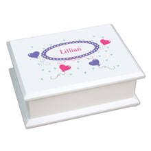 Personalized Lift Top Jewelry Box with Heart Balloons design