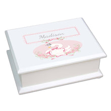 Personalized Lift Top Jewelry Box with Swan design