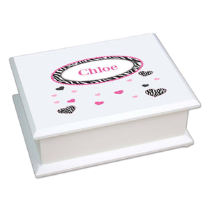Personalized Lift Top Jewelry Box with Groovy Zebra design