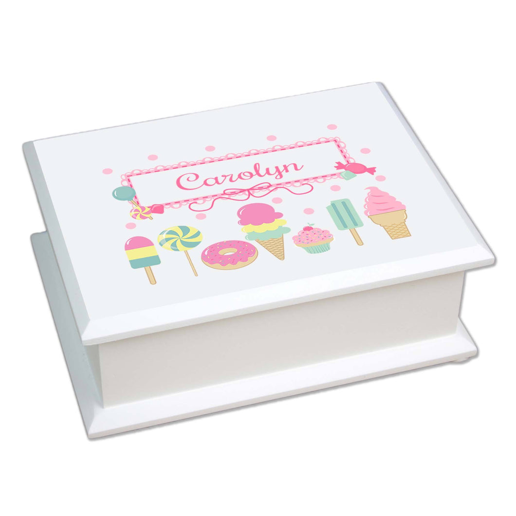 Personalized Lift Top Jewelry Box with Sweet Treats design