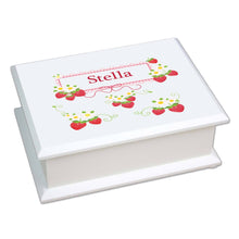 Personalized Lift Top Jewelry Box with Strawberries design