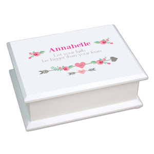 Personalized Lift Top Jewelry Box with Girl Tribal Arrows design