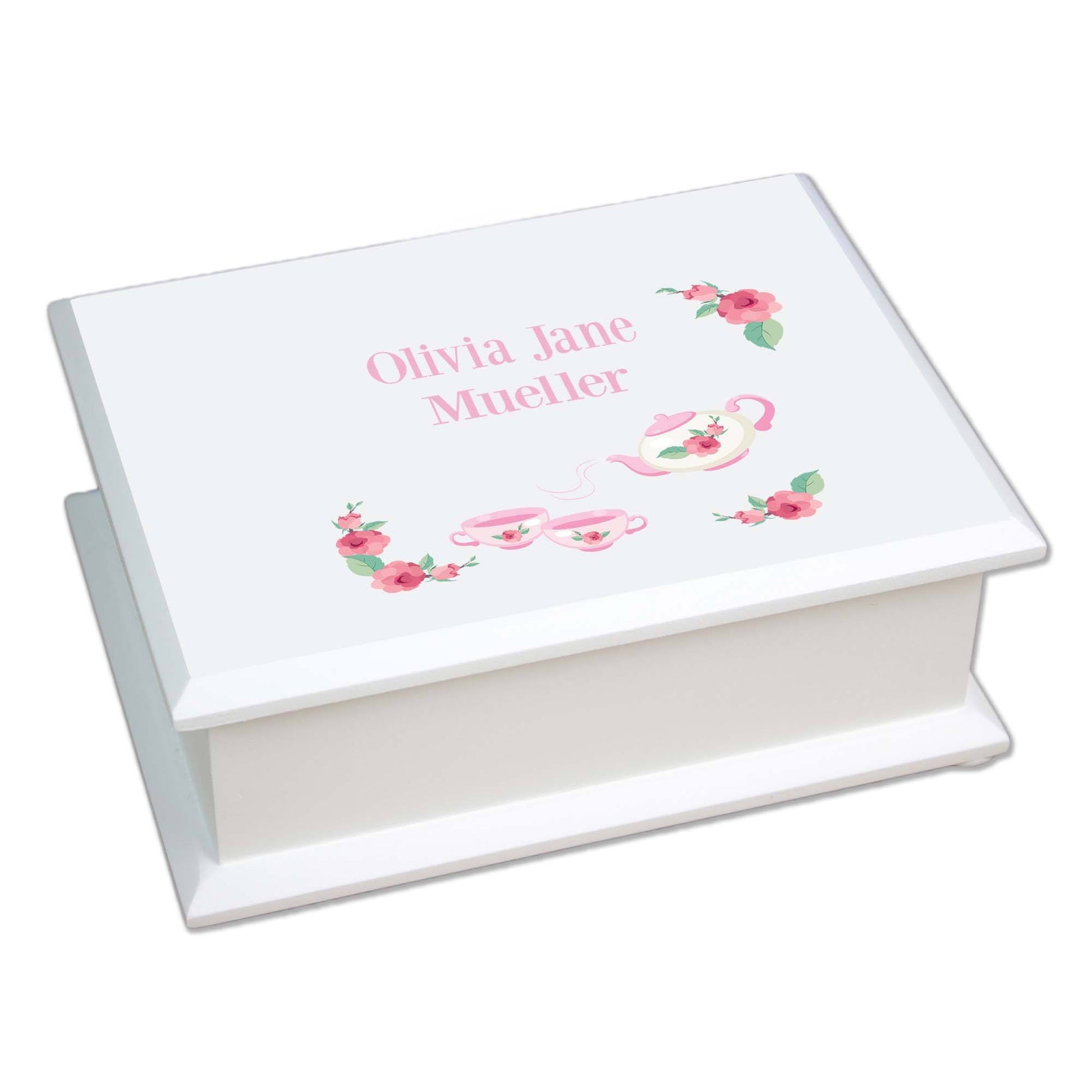 Lift Top Jewelry Box - Tea Party - close-up detail