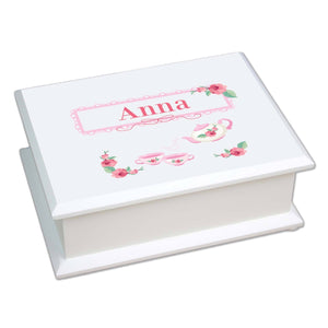 Personalized Lift Top Jewelry Box with Tea Party design