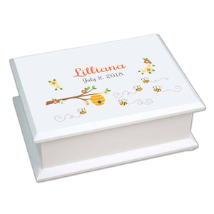 Personalized Lift Top Jewelry Box with Honey Bees design