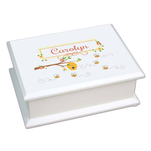 Personalized Lift Top Jewelry Box with Honey Bees design