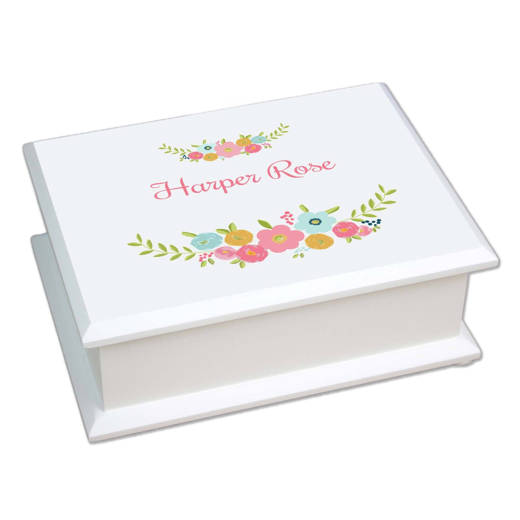 Personalized Lift Top Jewelry Box with Spring Floral design