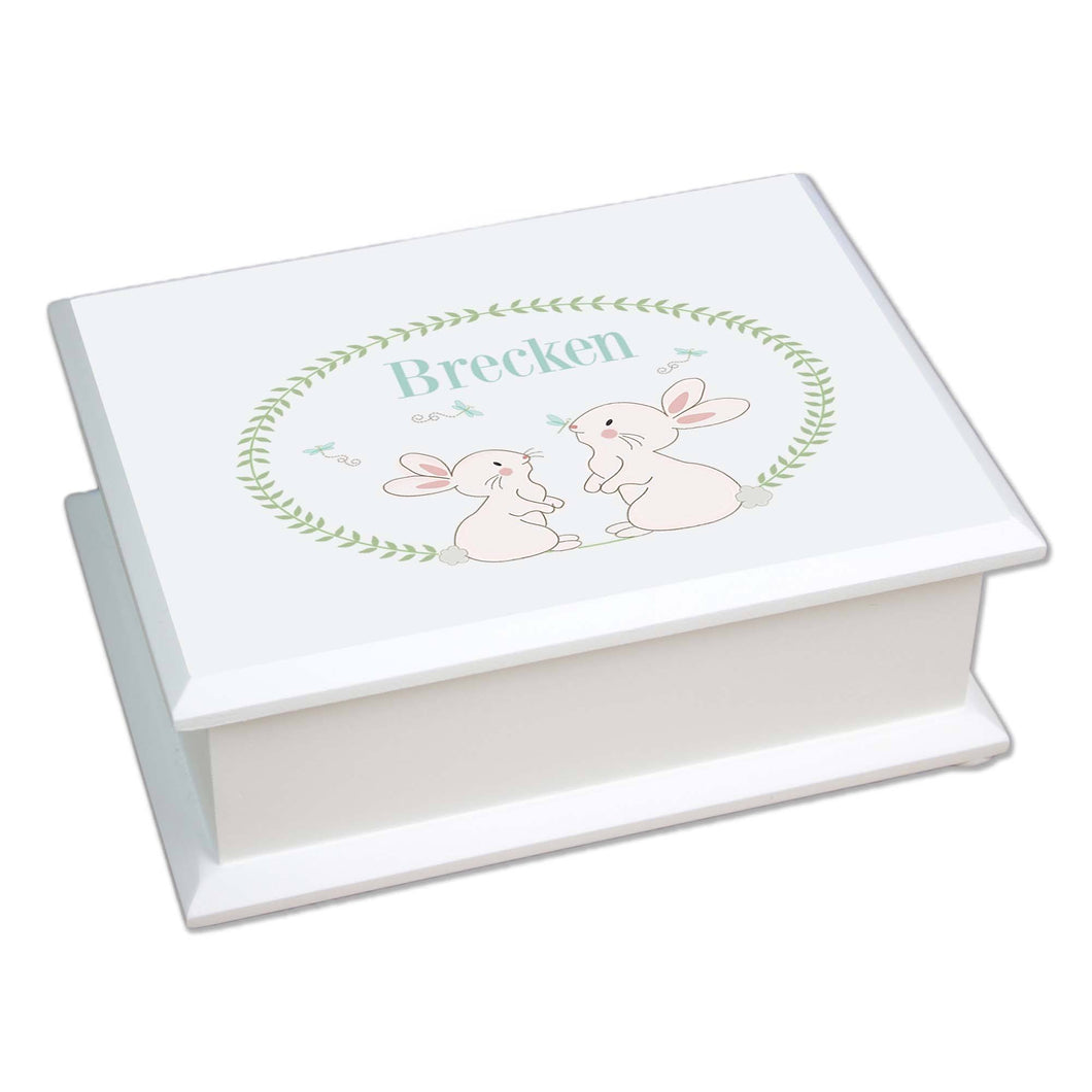 Personalized Lift Top Jewelry Box with Classic Bunny design