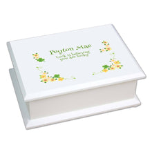 Personalized Lift Top Jewelry Box with Shamrock design
