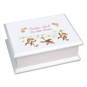 Personalized Lift Top Jewelry Box with Monkey Girl design