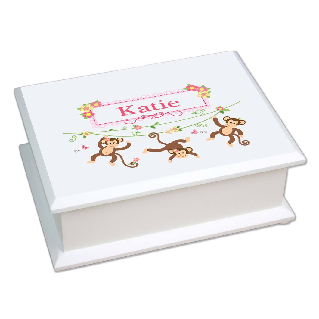 Personalized Lift Top Jewelry Box with Monkey Girl design