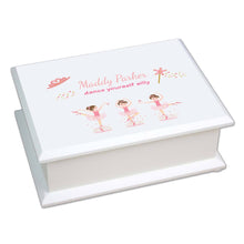 Personalized Lift Top Jewelry Box with Ballerina Brunette design