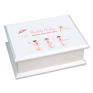 Personalized Lift Top Jewelry Box with Ballerina Brunette design