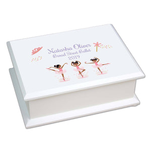 Personalized African American Ballerina Lift Top Jewelry Box