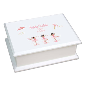Personalized Lift Top Black Hair Ballerina Jewelry Box
