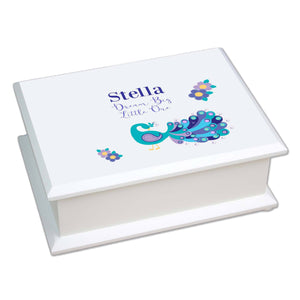 Personalized Lift Top Jewelry Box with Peacock design