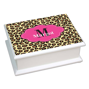 Personalized Cheetahlicious W Hot Pink Lift Top Jewelry Box