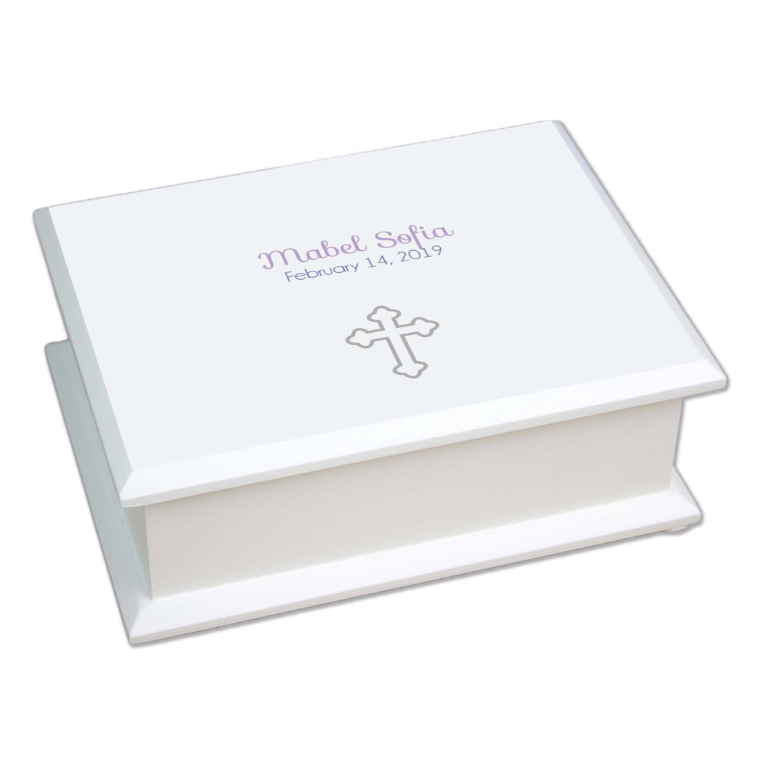 Personalized Lift Top Jewelry Box with Single Cross design