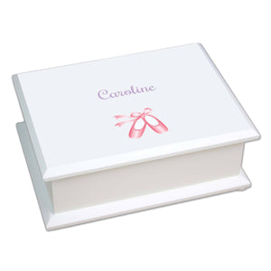 Personalized Lift Top Jewelry Box with Single Ballet Slippers design