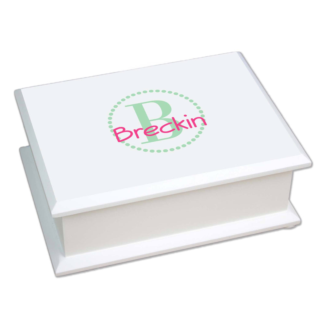 Personalized Mint monogrammed Lift Top Jewelry Box