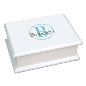 Personalized Teal monogrammed Lift Top Jewelry Box