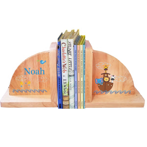 Personalized Noahs Ark Natural Childrens Wooden Bookends