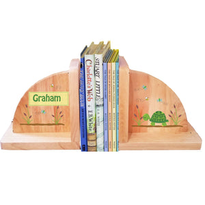 Personalized Turtle Natural Childrens Wooden Bookends