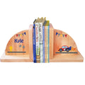 Personalized Race Car Natural Childrens Wooden Bookends