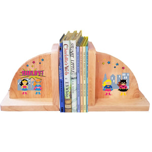 Personalized Natural Childrens Wooden Bookends