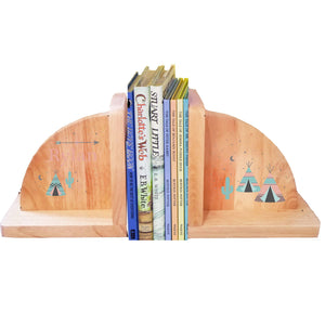Personalized Teepee Mint Natural Childrens Wooden Bookends