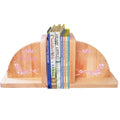 Natural Wood Pink Gray Floral Garland Bookends