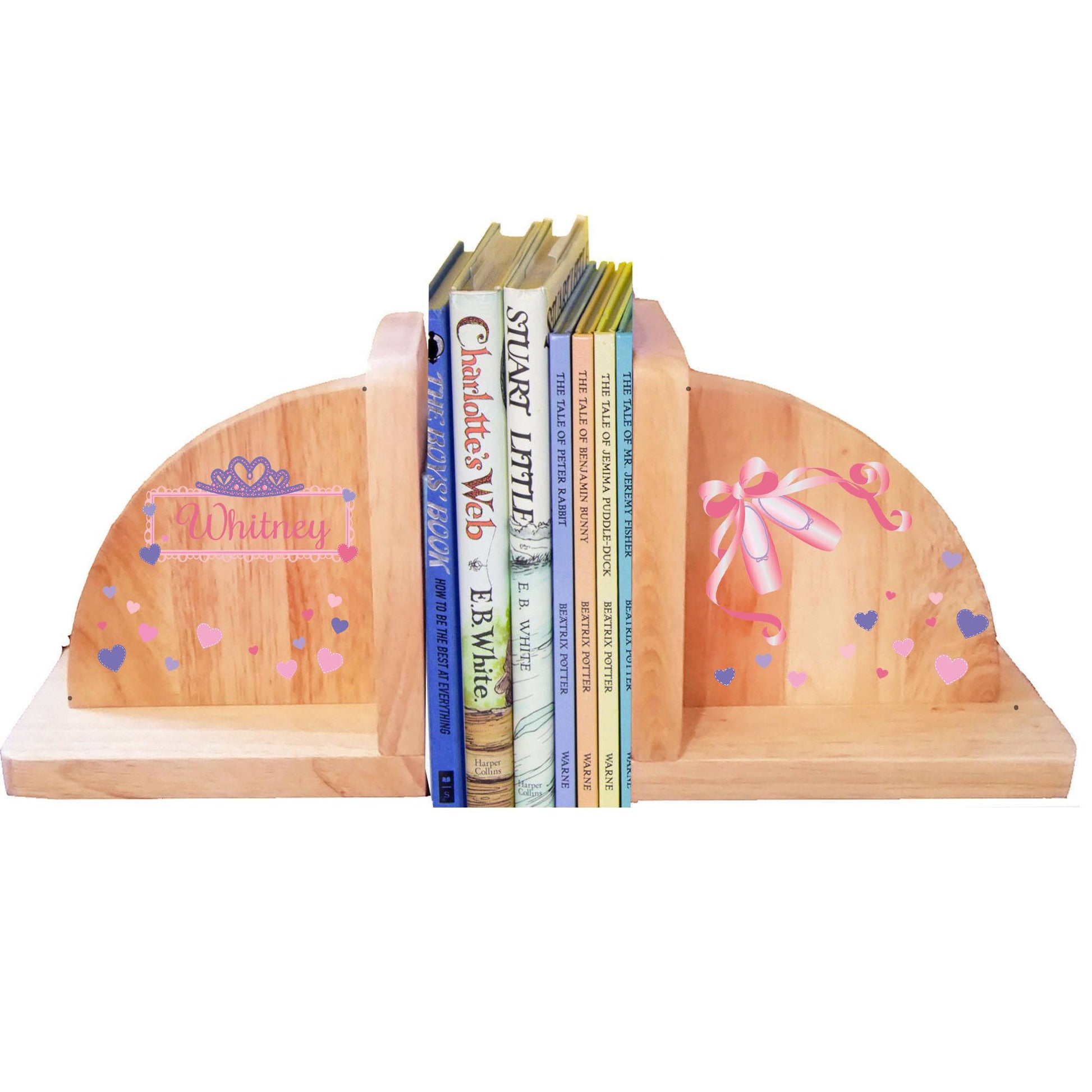 Personalized Ballet Princess Natural Childrens Wooden Bookends