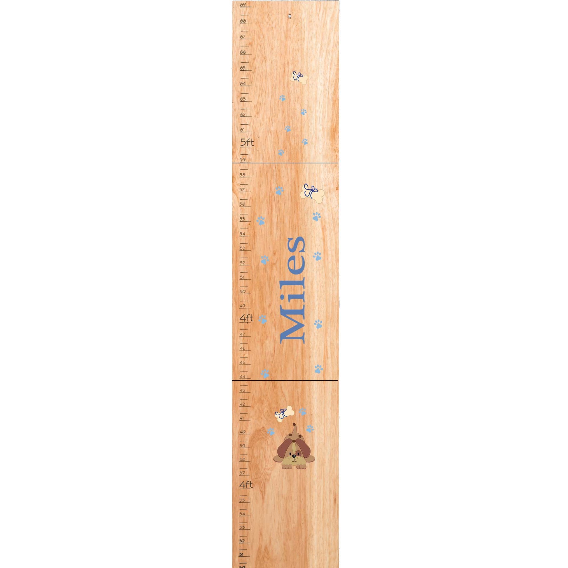 Personalized Natural Growth Chart With Puppy Blue Design