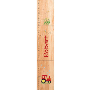 Personalized Natural Growth Chart With Tractor Red Design