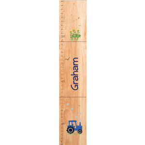 Personalized Natural Growth Chart With Tractor Blue Design