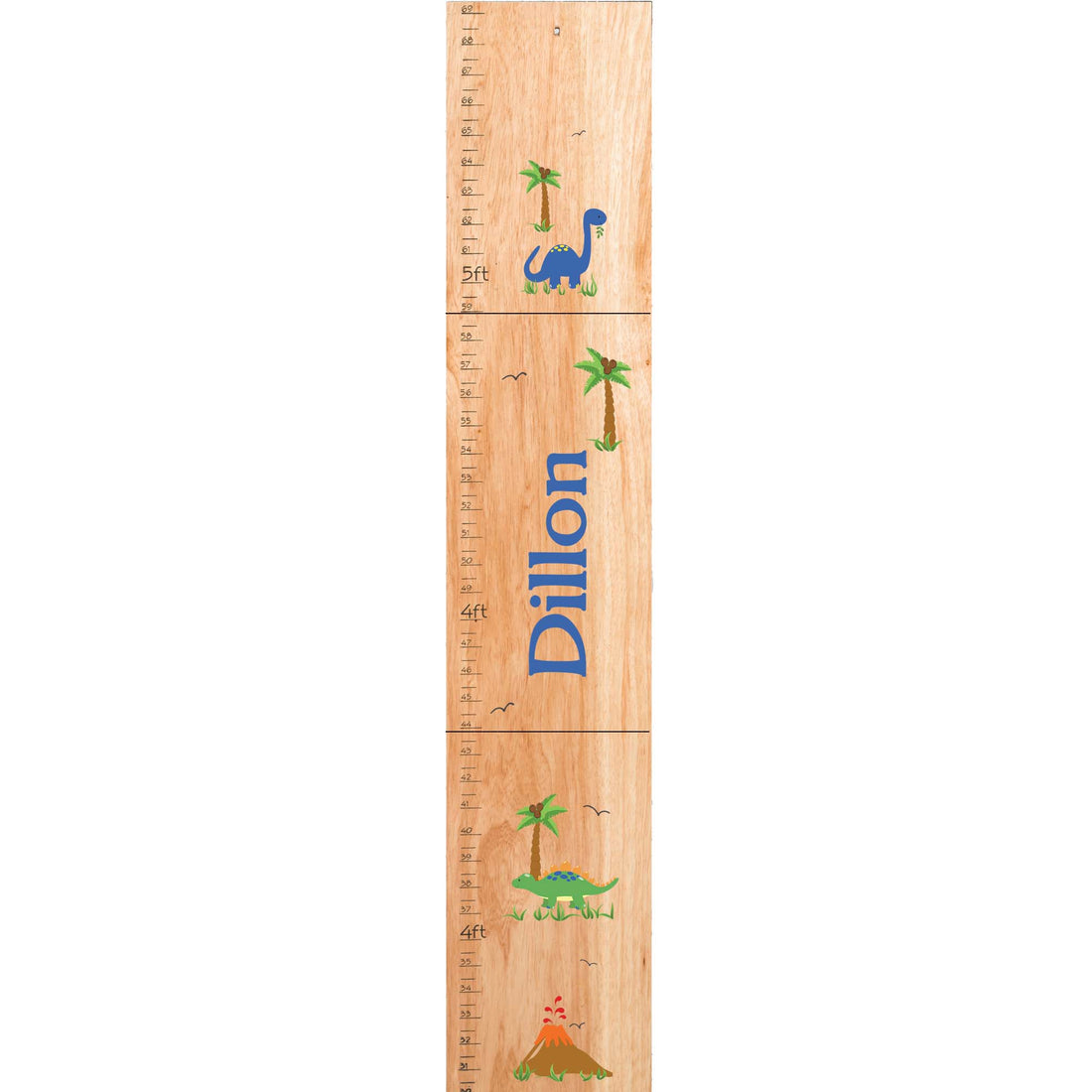 Personalized Natural Growth Chart With Dinosaurs Design