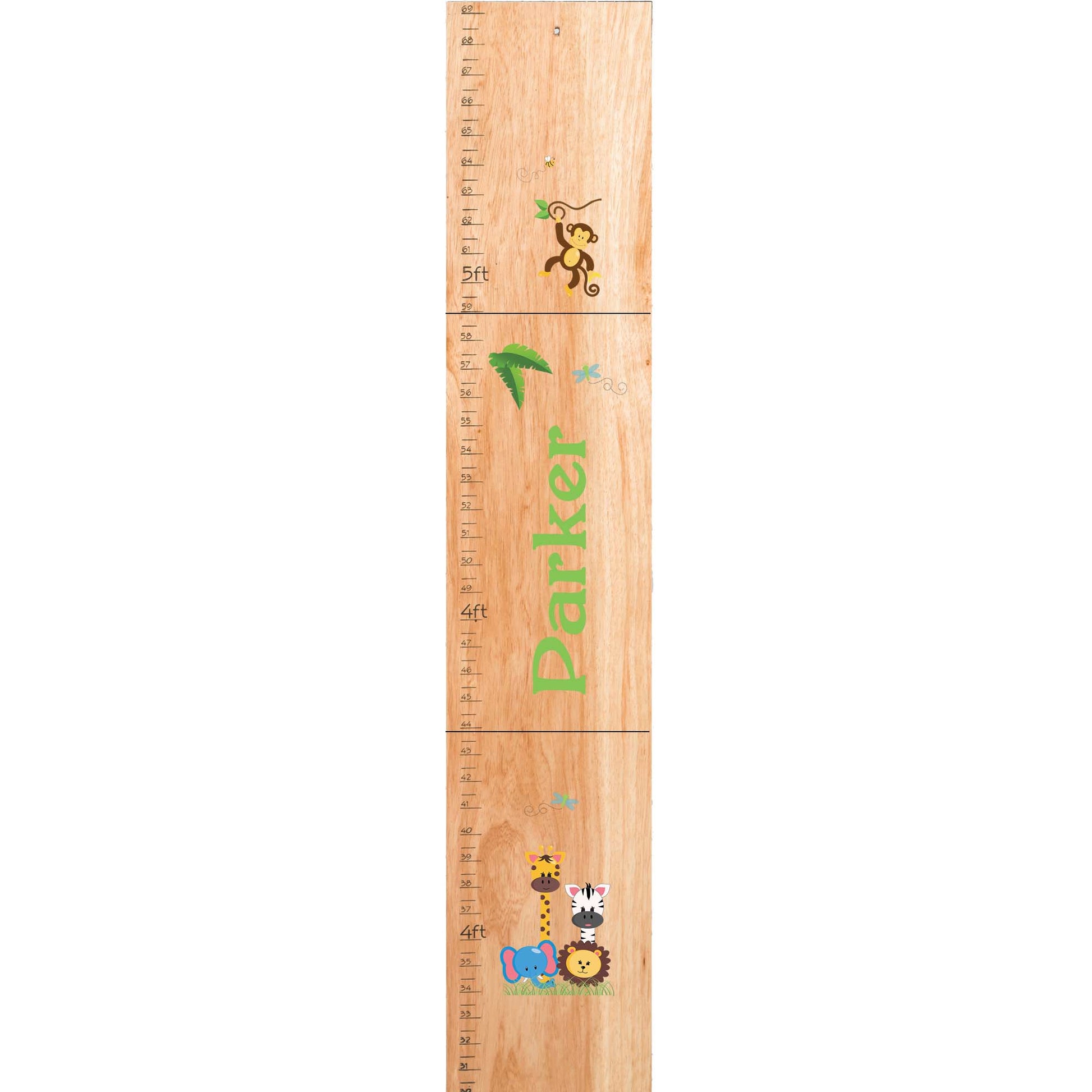 Personalized Natural Wooden Growth Chart with Stitched Stars design