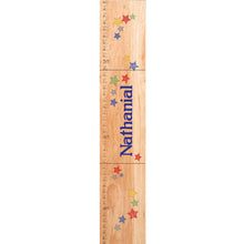 Personalized Natural Wooden Growth Chart with Stitched Stars design