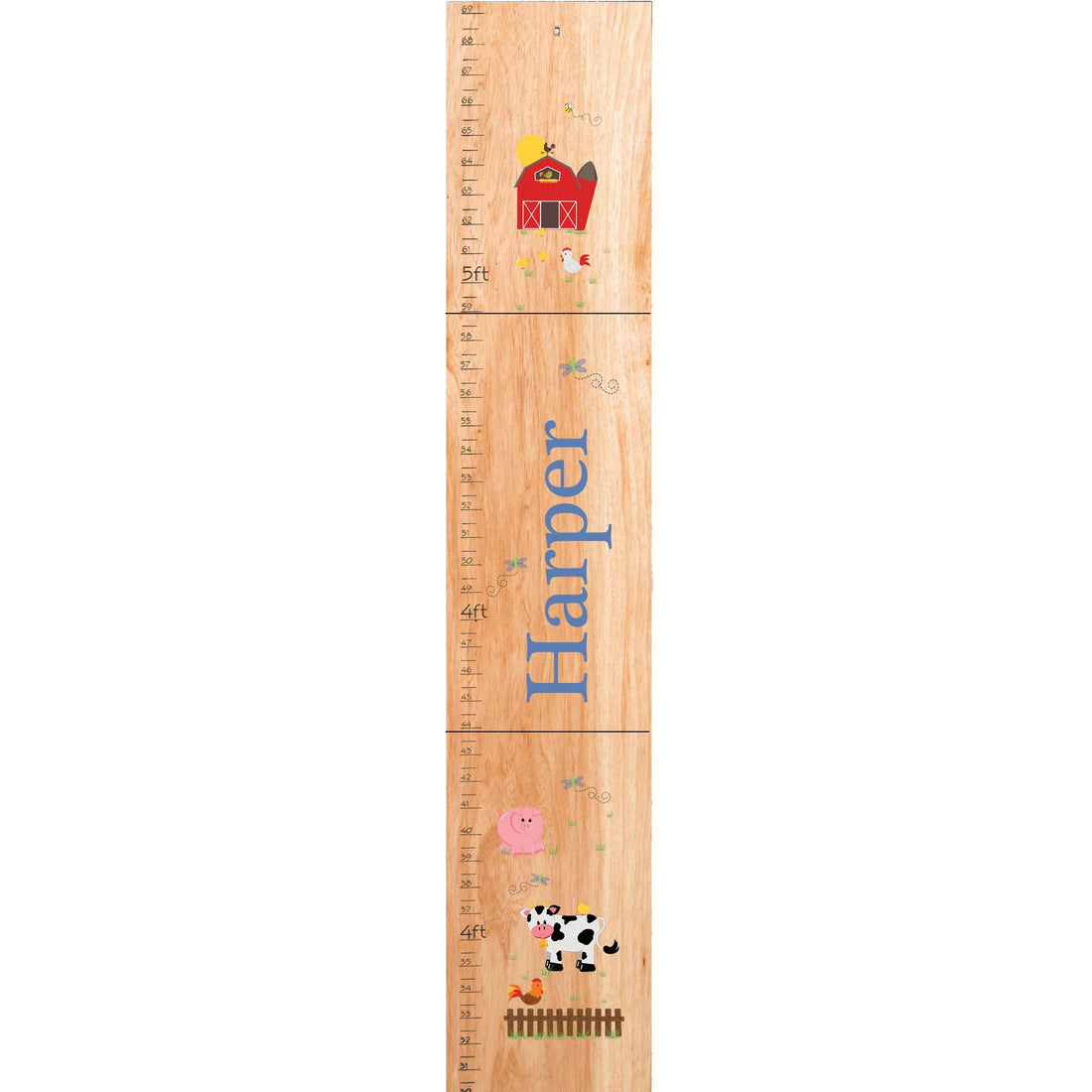 Personalized Natural Growth Chart With Barnyard Primary Design