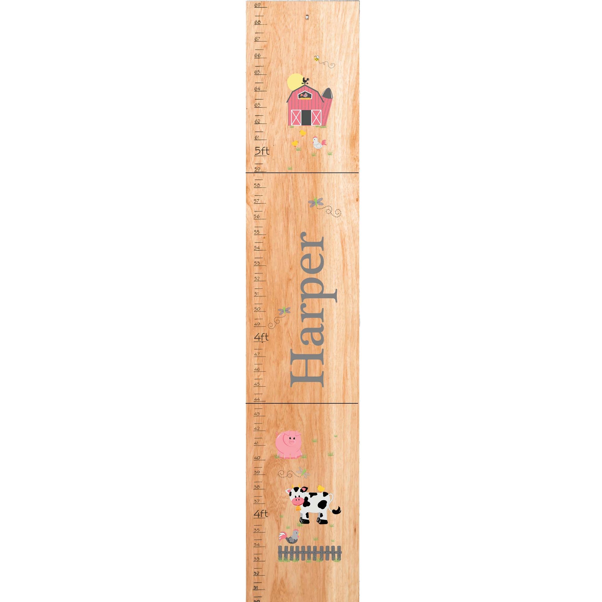 Personalized Natural Growth Chart With Barnyard Pastel Design