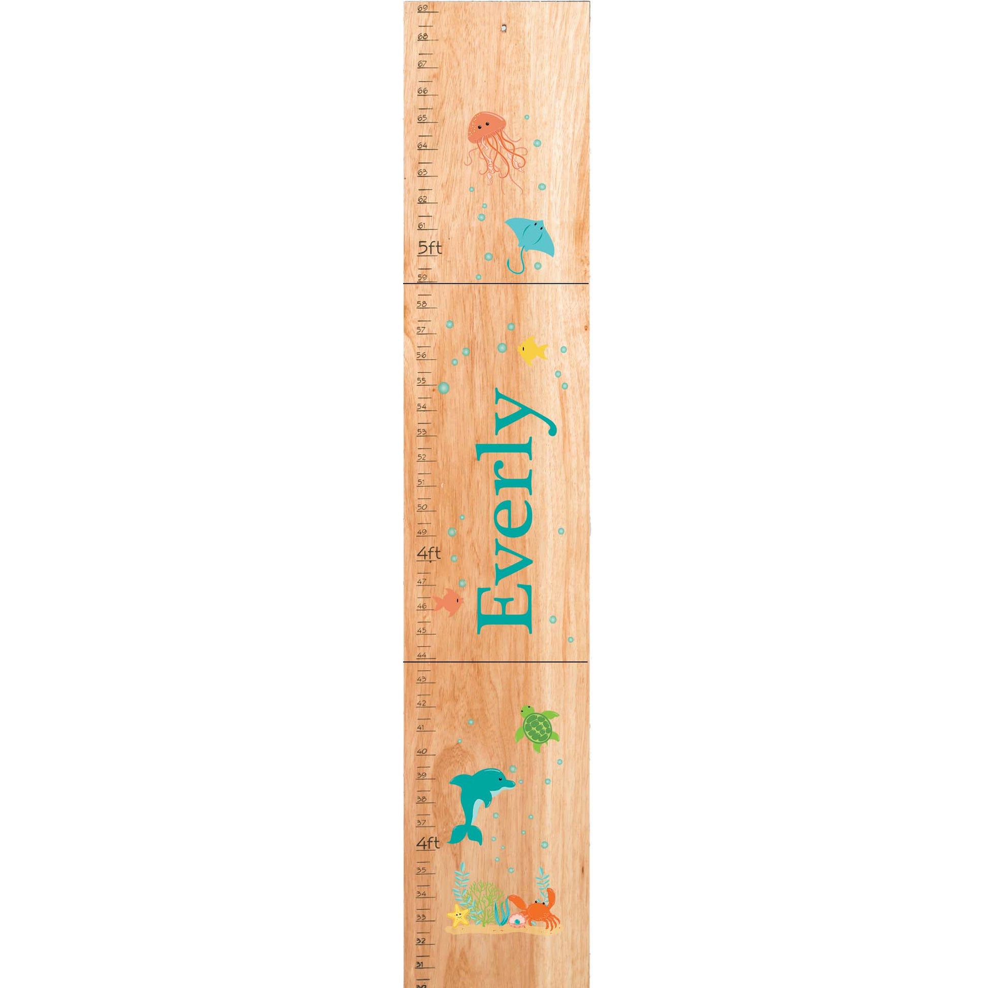 Personalized Natural Growth Chart With Under The Sea Design