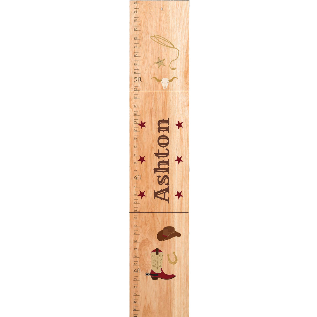 Personalized Natural Growth Chart With Wild West 2 Design