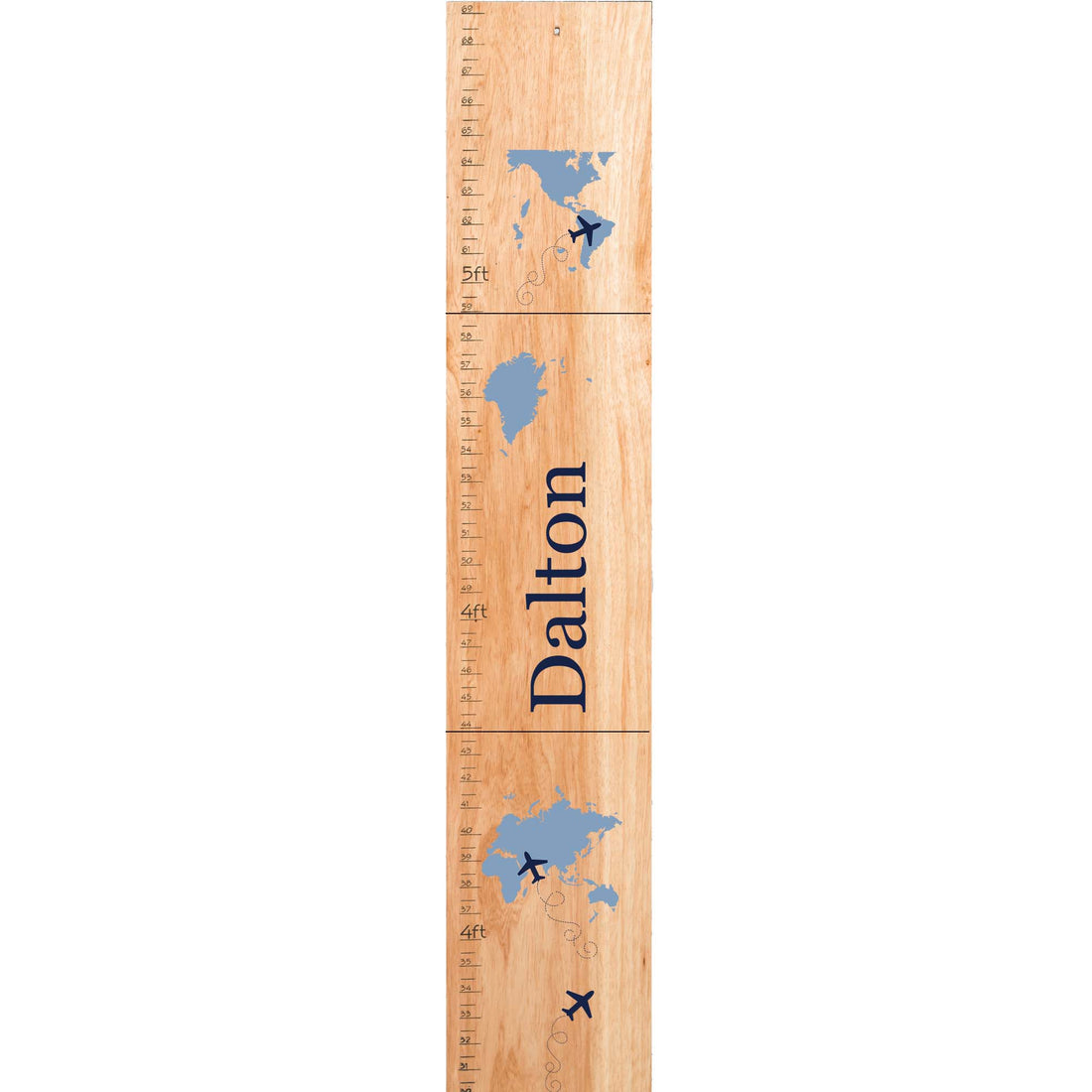 Personalized Natural Growth Chart With World Map Blue Design