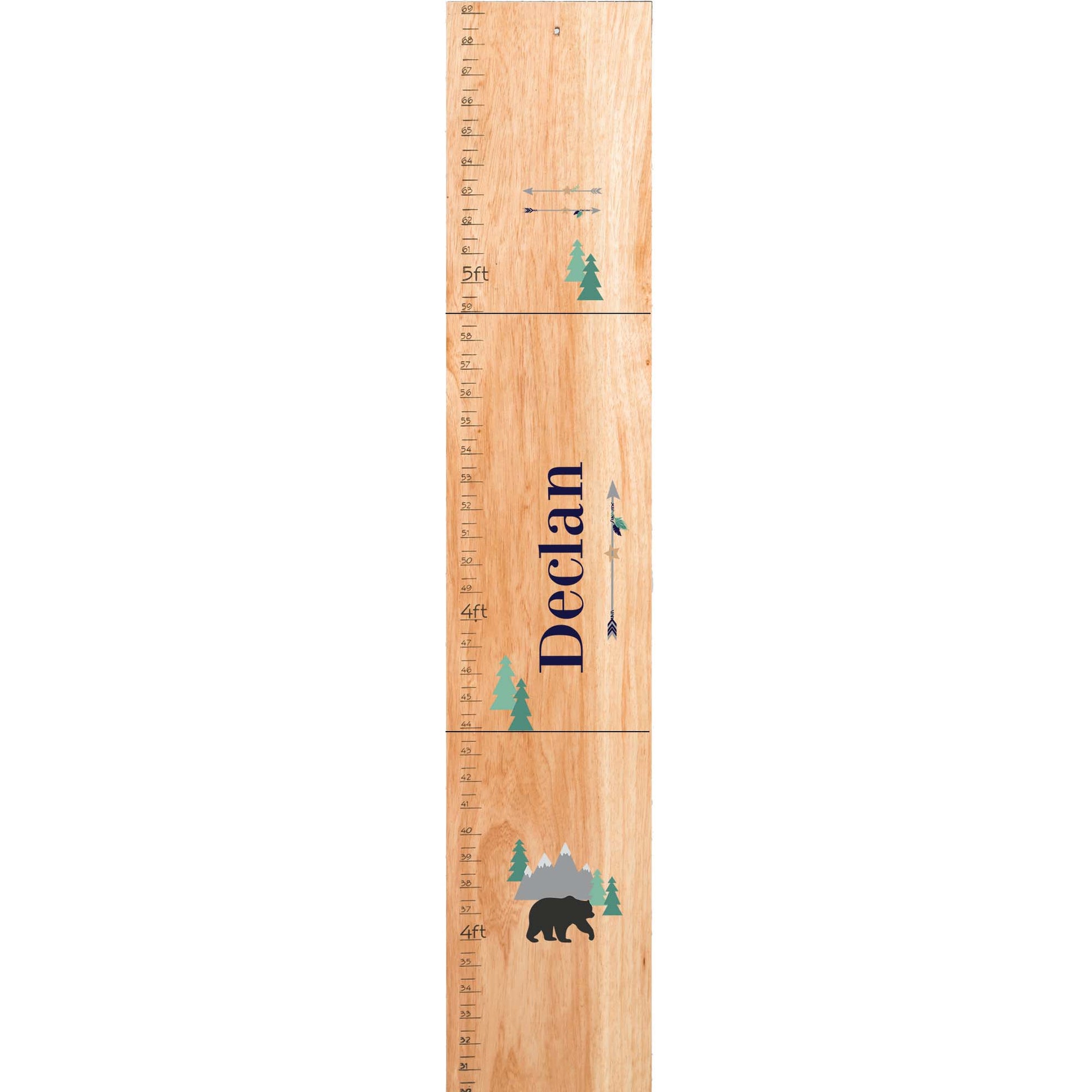 Personalized Natural Growth Chart With Mountain Bear Design