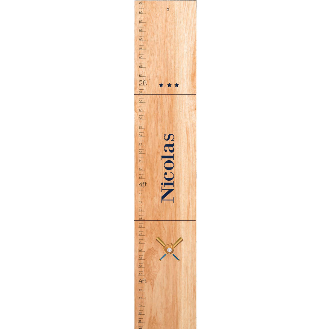 Personalized Natural Growth Chart With Baseball Design