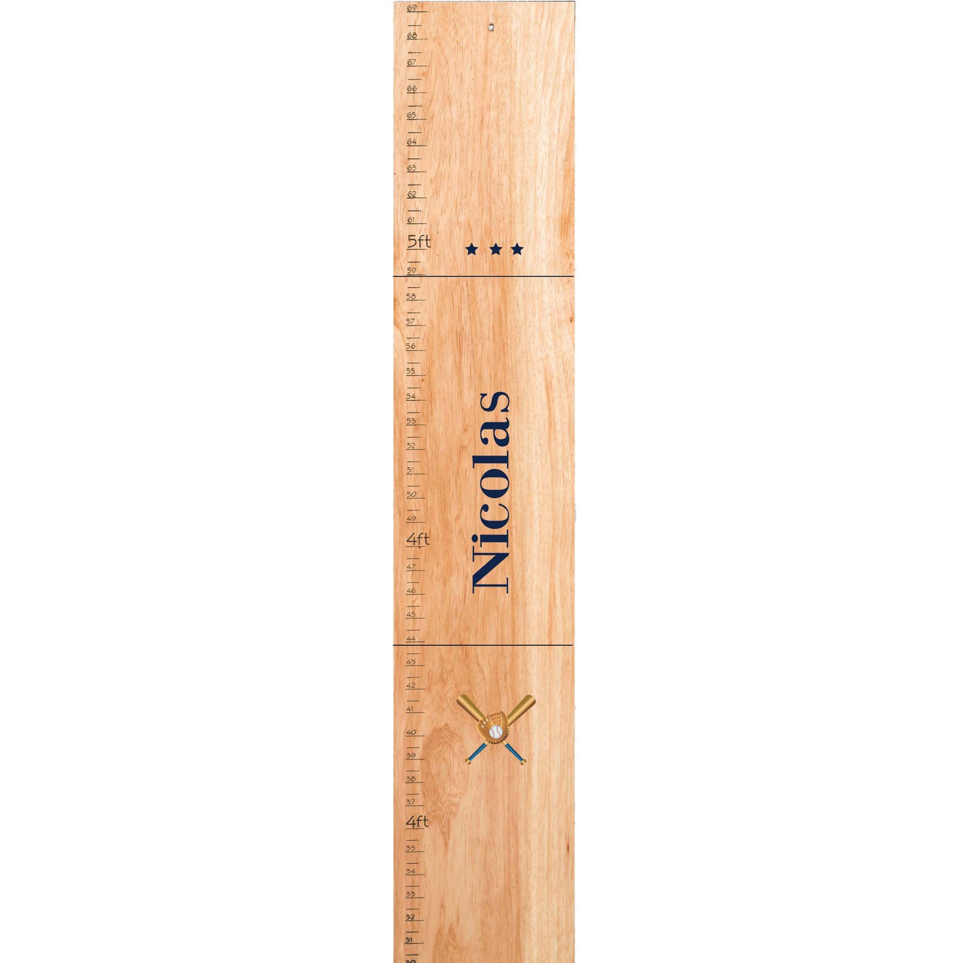 Personalized Natural Growth Chart With Baseball Design