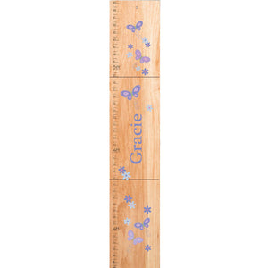 Personalized Natural Growth Chart With Butterflies Lavender Design