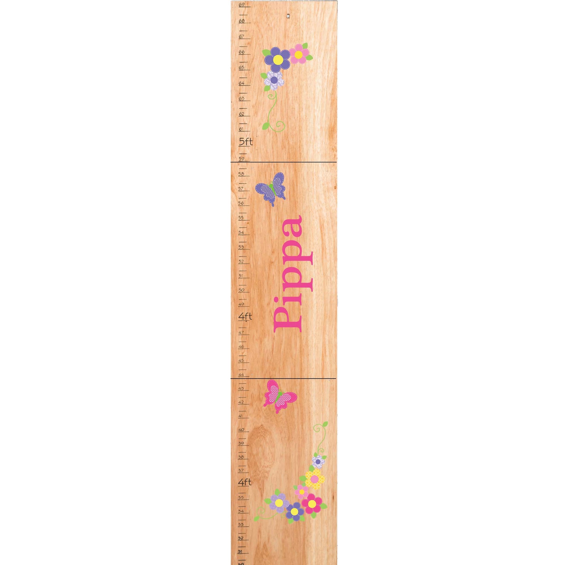 Personalized Natural Growth Chart With Butterfly Garland Pastel Design
