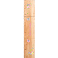 Personalized Natural Wooden Growth Chart with Pink and Gray Butterflies design